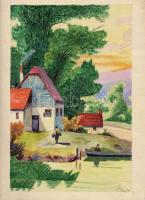 2db tusrajz, 2db festmény Medgyessy Ottó cserkészparancsnoktól