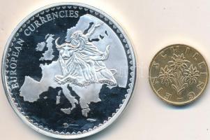 Ausztria DN "Európai valuták" ezüstözött emlékérem tanúsítvánnyal T:PP Austria ND "European Currencies" silver plated medallion with certificate C:PP