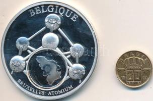 Belgium DN "Európai valuták" ezüstözött emlékérem T:PP Belgium ND "European Currencies" silver plated medallion C:PP