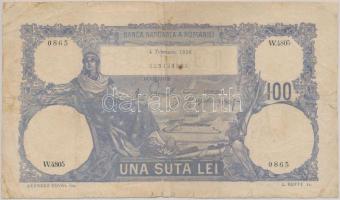 Románia 1926. 100L T:IV ragasztott Romania 1926. 100 Lei C:G sticked Krause 21