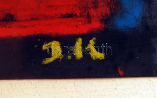 Iványi Katalin (1924-2013): Kancsós csendélet. Pasztell, papír, jelzett, üvegezett keretben, 14×9 cm