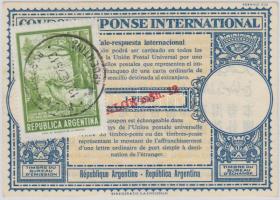 Argentína 1958. "Nemzetközi válaszdíjszelvény" bélyeggel T:I- Argentina 1958. "International Reply Coupon" with stamp C:AU