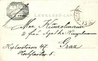 Győr, Zsinagóga, Újváros, tehervasút, litho; kiadja Polgár Bertalan (EK)