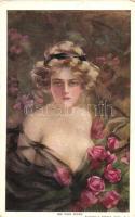 My one rose, erotic art postcard, serie 109. s: Boileau