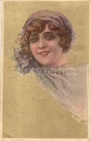 Lady, Italian art postcard, 123-3. (EK)