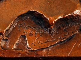 Várady Sándor (1920-2000): Páris. Bronz fali kép, jelzett, keretben, 13×10,5 cm