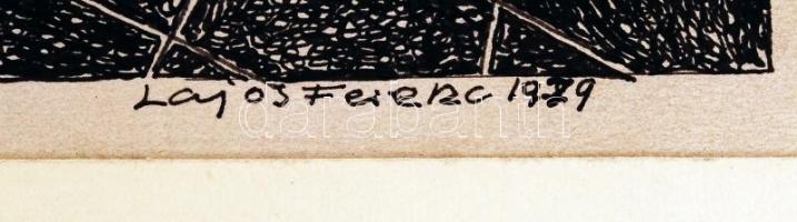 Lajos Ferenc (1912-1998): Ítélet. Tus, papír, jelzett, 26×18 cm