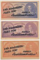 1946. Bankjegyszerű 1000.000.000P-s röpcédula kétoldali "Erős demokrácia=Stabil pénz - Szavazz a Szociáldemokratára!" propaganda felülnyomással (3x) T:I,I-