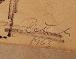 Réti Mátyás (1922-2002): Villás férfi. Tus, papír, jelzett, 28×18 cm