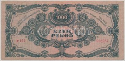1945. 1000P lemezhiba a bélyeg "B" betűjénél T:II-