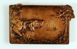 Vadászó vizsla, antik névjegykártya tartó, réz, 15×9 cm