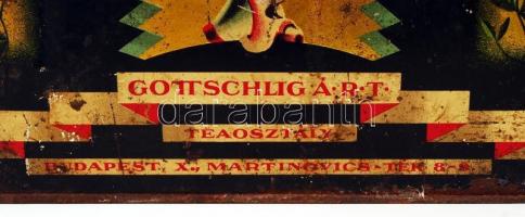 Gottschlig Ágoston legfinomabb teakeverék nagy fém doboz, 32x22x34 cm