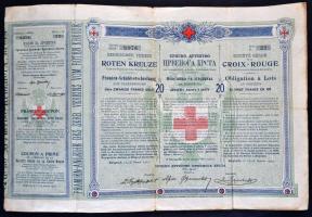Szerbia / Belgrád 1907. "Szerb Vöröskereszt" kötelezvénye 20Fr-ról aranyban T:III Serbia / Belgrad 1907. "Serbian Red Cross" obligation about 20 Francs in gold C:F