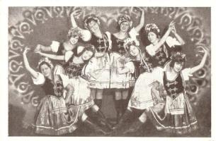 Dobó balett reklámlap, hátoldalán aláírással / Hungarian dance group in Italy, advertising card with signature (pinhole)