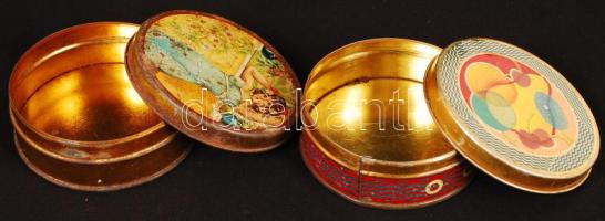 Kecskeméti cukros fém dobozka, 2 db, d: 10 cm