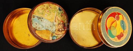 Kecskeméti cukros fém dobozka, 2 db, d: 10 cm