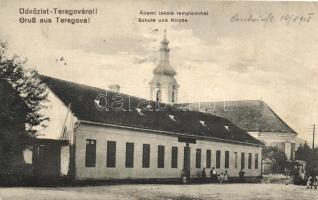 Teregova, Állami iskola, templom / school, church