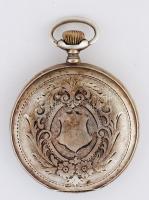 Ezüst (Ag.) tokos zsebóra, hat köves, üveg lap hiányzik, szerkezet tisztításra szorul, jelzett