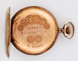 Ezüst (Ag.) tokos zsebóra, hat köves, üveg lap hiányzik, szerkezet tisztításra szorul, jelzett