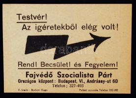 1937 A Fajvédő Szocialista Párt röplapja 10x8 cm