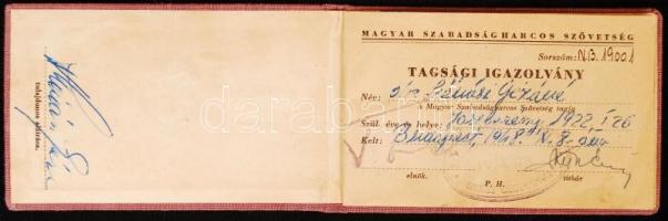 1948 Magyar Szabadságharcos Szövetség tagsági igazolvány bélyegekkel