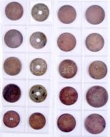 Kína 1821-2006. 137 db-ból álló fémpénz gyűjtemény, berakólapokon, műbőr albumba rendezve, többnyire különfélék T:vegyes China 1821-2006. 137 pcs coin collection in sheets in a leatherette collectors album, mostly different types C:mixed