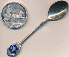 2000. "Tisza Volán - 50 éve az utazóközönség szolgálatában" fém emlékérem tokban (35mm) T:2 (PP) + török fém díszkanál