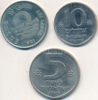 Vegyes: Izrael 1979. 5L Cu-Ni + 1984. 10Sh Cu-Ni + Sri Lanka 1981. 2R Cu-Ni "Mahaweli Dam" T:2 Mixed: Israel 1979. 5 Lirot Cu-Ni + 1984. 10 Sheqalim Cu-Ni + Sri Lanka 1984. 2 Rupees "Mahaweli Dam" C:XF