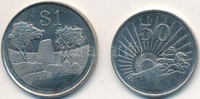 Zimbabwe 1980. 1$ Cu-Ni + 1988. 50c Cu-Ni T:PP,2 Zimbabwe 1980. 1 Dollar Cu-Ni + 1980. 50 Cents Cu-Ni C:PP,XF