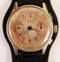 1944 Doxa kétkörös stopper karóra, eredeti számlappal, mechanikus, működik, acél hátlapon sorszámmal...