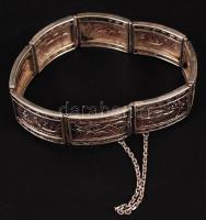 Ezüst (Ag.) karkötő, jelzett, biztonsági lánccal, összeforrasztva nettó: 30g