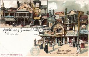 1897 Berlin, Ausstellung Transvaal, Häuser partien aus der Strasse von Johannesburg / Expo litho