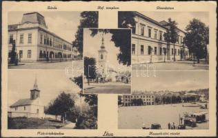 Léva zárda, gimnázium, Kossuth tér, Kálváriakápolna / priory, grammar school, square, Calvary chapel