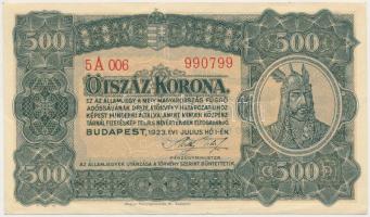 1923. 500K "Magyar Pénzjegynyomda Rt. Budapest" T:III  Adamo K34