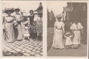 cca 1910 Budapesti utcák, 2 db jelzetlen életkép Kerny István családi fotói közül, 12x9 cm
