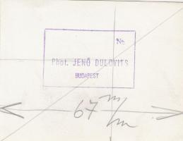 Dulovits Jenő (1903-1972): Budapest éjszaka, a Citadella sugárzó fénycsóvái, éjszakai felvétel, pecs...