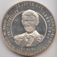 NDK 1982. "30 éves a Sport és Technológia Egyesület / Ernst Schneller" ezüstözött bronz emlékérem, dísztokban (44mm) T:PP GDR 1982. "30th anniversary of the Sport and Technology Association / Ernst Schneller" silver plated commemorativel medal in original plastic box (44mm) C:PP