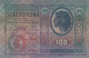 1912. 100K (2x) klf változat + 1913. 20K + 1915. 10K mindegyik "KOMÁROM MEGYE KOCS KÖZSÉG GESZT...