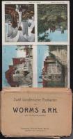 Worms am Rhein; 12-piece postcard leporello, Jewish cemetery, synagogue; considerably worn paper cas...