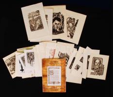 58 db jelzett és jelzés nélküli ex libris az Ex libris kisgrafikai kiállítás katalógusával