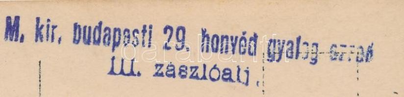 1918. augusztus 5. M. kir. budapesti 29. honvéd gyalog ezred, III. zászlóalj egyik katonájának felir...