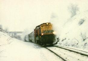 5 db MODERN használatlan motívumlap; magyar és holland vonat / 5 modern unused motive cards; Hungari...