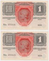 1916. 1K "Deutschösterreich" felülbélyegzéssel (2x) sorszámkövetők T:I-
