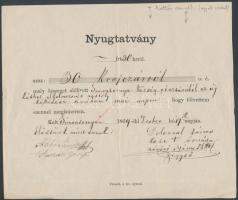 1869 30 krajcárról szóló nyugtatvány az új simontornyai kút rostélyának tárgyában.