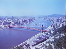 cca 1964 Kotnyek Antal felvételei az épülő Erzsébet hídról, 2 db színes diapozitív kép, 6x9 cm