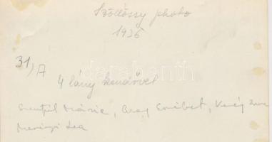 cca 1930-1940 Szöllősy Kálmán (1887-1976): Négy lány kendővel, Szentpál Olga tánccsoportjának tagjai...