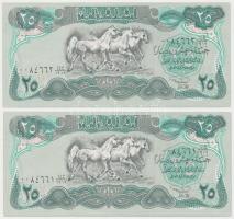 Irak 1990. 25D (2x) sorszámkövetők 0084661-0084662 T:I-,II Iraq 1990. 25 Dinars (2x) sequential serials C:AU,XF Krause 74