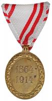 1914. "Vörös Kereszt Bronz Díszérme hadidíszítménnyel" aranyozott, zománcozott bronz kitün...