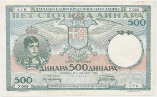 Jugoszlávia 1935. 500D T:restaurált Yugoslavia 1935. 500 Dinara C:restore Krause 32