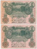 Német Birodalom/Császárság 1906. 50M + 1908. 50M + 1910. 50M (2x) T:III German Empire 1906. 50 Marks + 1908. 50 Marks + 1910. 50 Marks (2x) C:F Krause 26,32,41